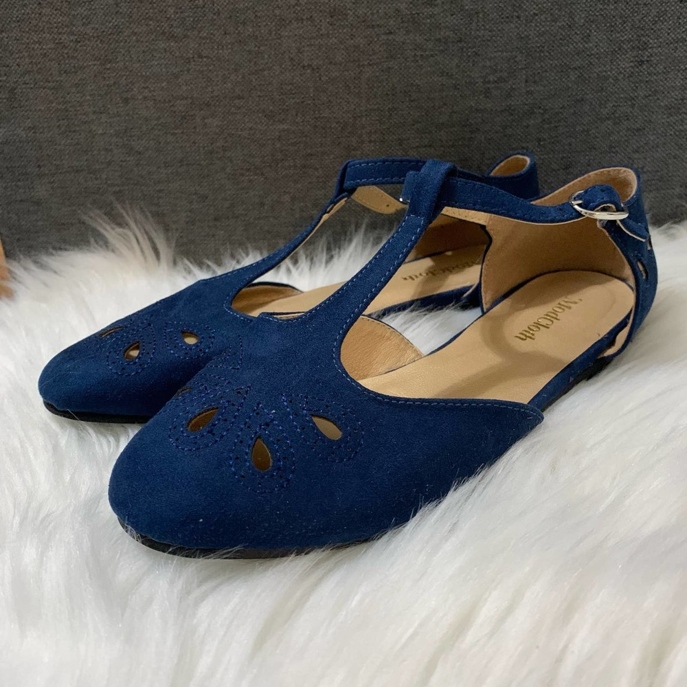 ModCloth The Zest is History Blue T-Strap Flats Size 6